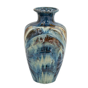 English Elm D8.7x15.5" Ceramic Floor Vase Reactive Glazed Artisan Finish for Mantel or Sideboard W2078P489201