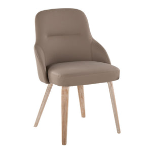 English Elm Chair Set of 2 Whitewashed Bentwood Faux Leather Upholstered Farmhouse Dining Seating B202S02125