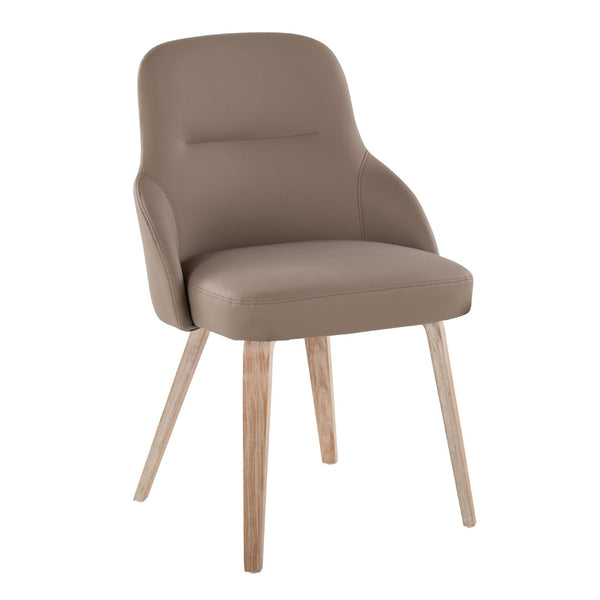 English Elm Chair Set of 2 Whitewashed Bentwood Faux Leather Upholstered Farmhouse Dining Seating B202S02125