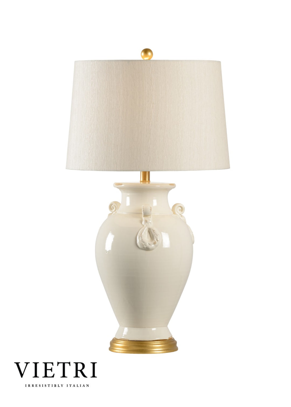 Wildwood Fabiano Handcrafted Italian Ceramic Lamp With Aged Cream Glaze And Antique Gold Leaf Accent — 31" H 17182