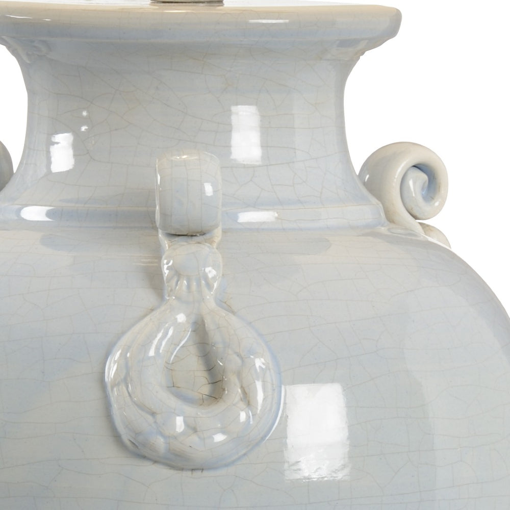 Wildwood Fabiano Hand-Sculpted Italian Ceramic Lamp In Cloud Blue Crackle Glaze With Antique Silver Leaf Trim 17183
