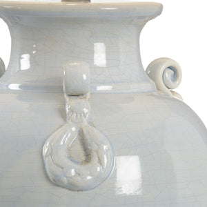 Wildwood Fabiano Hand-Sculpted Italian Ceramic Lamp In Cloud Blue Crackle Glaze With Antique Silver Leaf Trim 17183