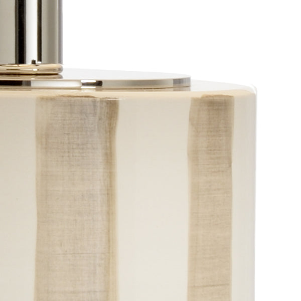 Wildwood Sailor Hand-Painted Taupe Ceramic Lamp By Vietri — 30.5" Coastal Striped Table Lamp With Acrylic Mount 17190