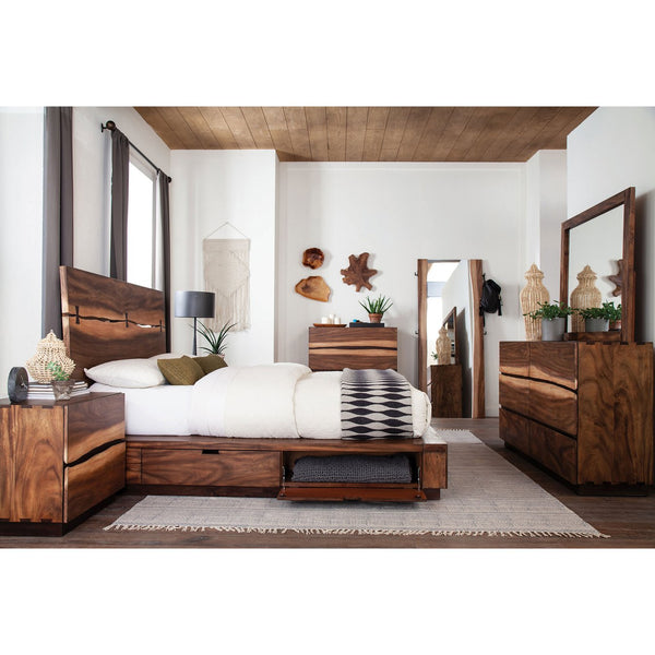 English Elm Mallory Smokey Walnut Queen Storage Platform Bed - Stylish, Durable Mahogany Design With Hidden Storage B062S00821