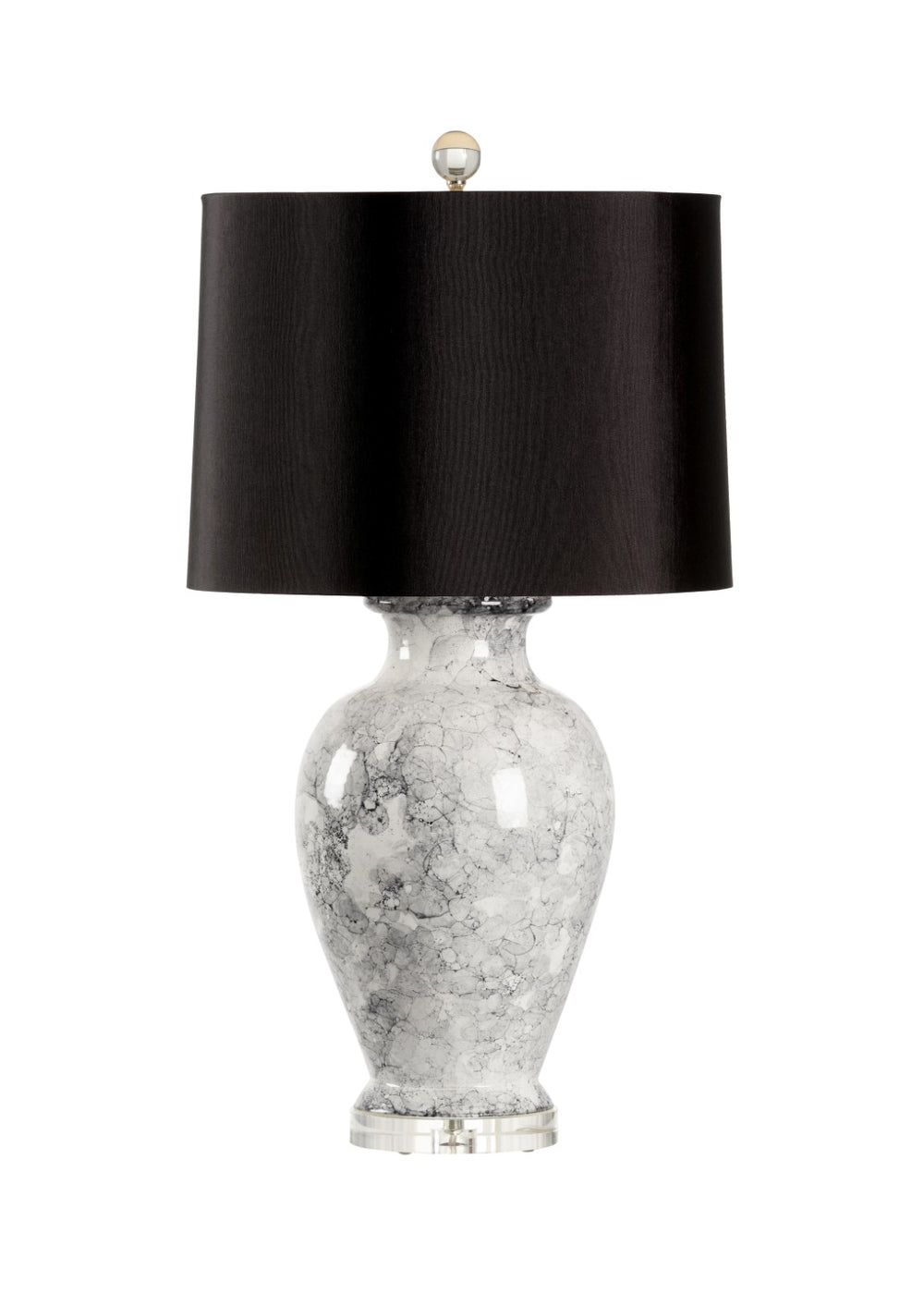 Wildwood Argento Ceramic Urn Lamp By Vietri — Aged Cream & Black Bubble Glaze On Clear Acrylic Base, 31.5" H 17192-2