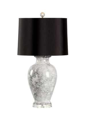 Wildwood Argento Ceramic Urn Lamp By Vietri — Aged Cream & Black Bubble Glaze On Clear Acrylic Base, 31.5" H 17192-2