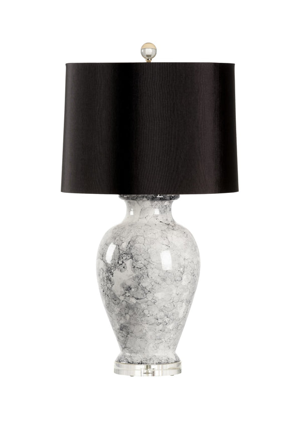 Wildwood Argento Ceramic Urn Lamp By Vietri — Aged Cream & Black Bubble Glaze On Clear Acrylic Base, 31.5" H 17192-2