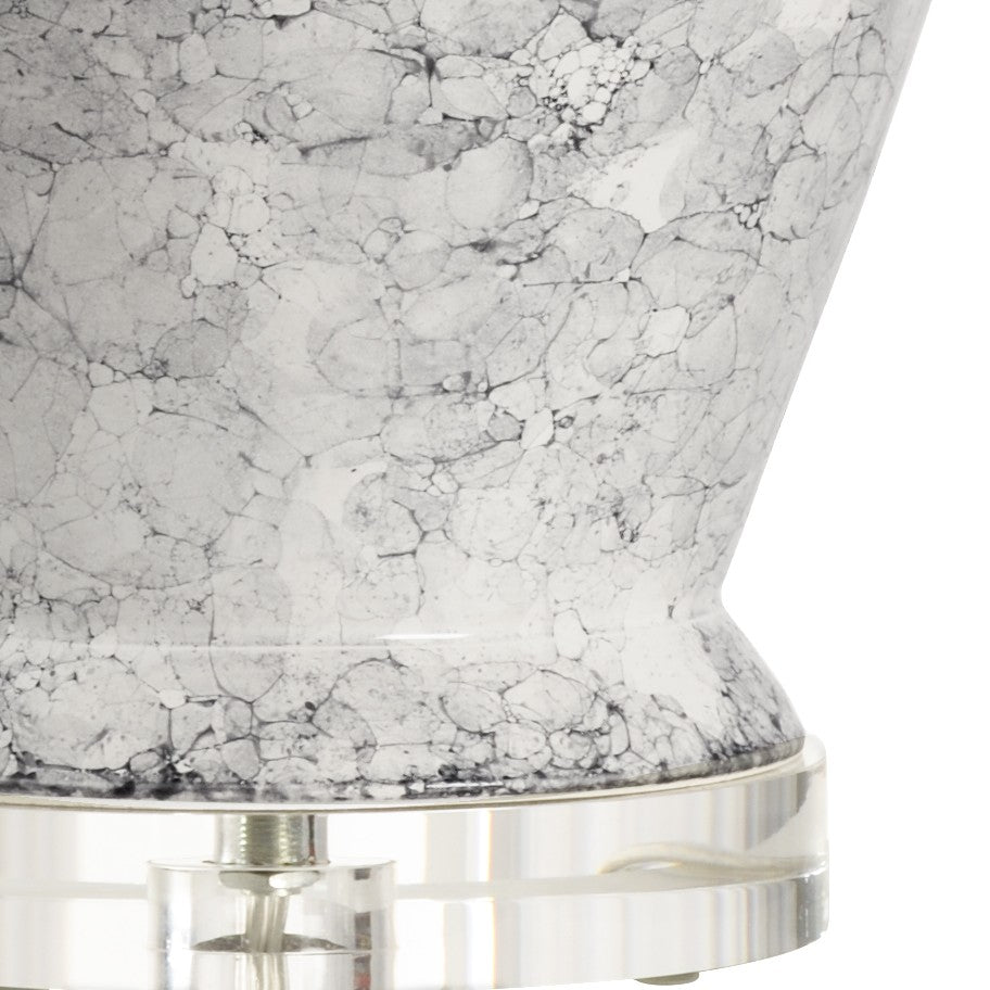 Wildwood Argento Ceramic Urn Lamp By Vietri — Aged Cream & Black Bubble Glaze On Clear Acrylic Base, 31.5" H 17192-2