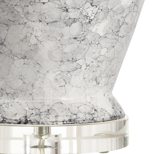 Wildwood Argento Ceramic Urn Lamp By Vietri — Aged Cream & Black Bubble Glaze On Clear Acrylic Base, 31.5" H 17192-2