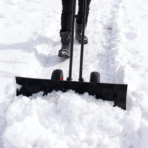 English Elm 30" Carbon Steel Snow Pusher with Wheeled Frame and Adjustable Ergonomic Handle W1422P362636