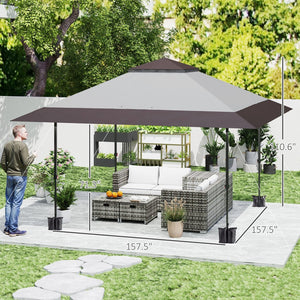 English Elm Large Vented Two-tier Patio Gazebo with Mesh Netting Steel Frame Backyard Shelter T3971P427080