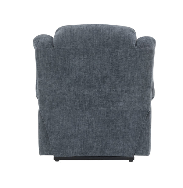 English Elm Omarion Blue Chenille Power Recliner with Lift, Heated Massage, USB, Cup Holders & Space-Saving Design B2726P245482