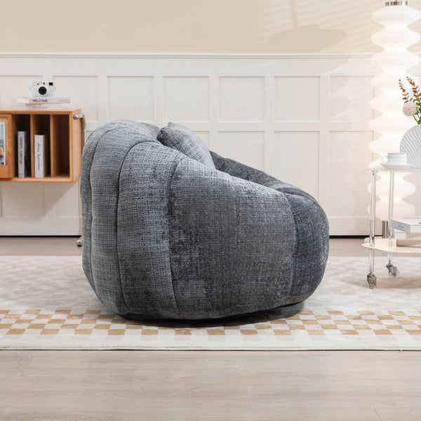 English Elm Bean Bean Bag Sofa High-Density Memory Foam Two-Seater Lounger High Back Chenille Cozy Support Gray W395P181439
