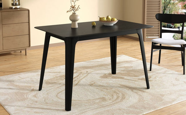 English Elm [video] Mid-century Modern Dining Table Rubberwood Splayed Legs Faux Grain Top Seats Four N759P222557B