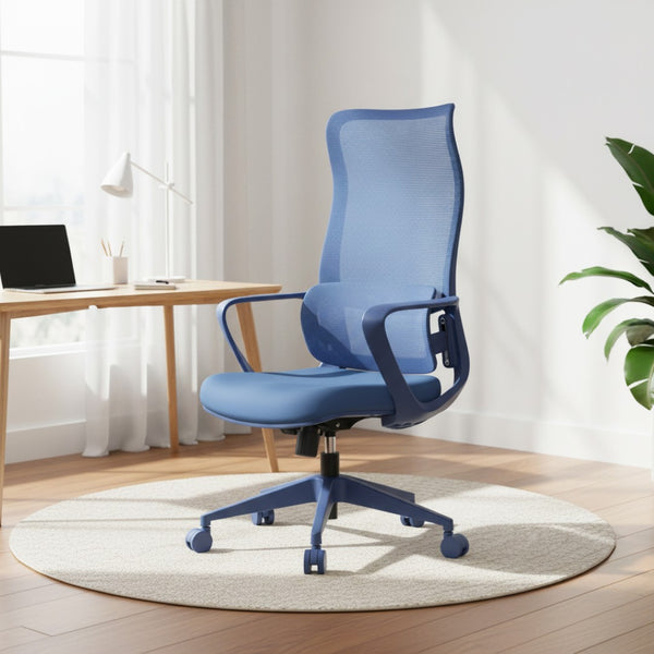 English Elm Ergonomic High Back Mesh Office Chair with Adjustable Lumbar Support and Molded Foam Seat Blue W5280P463575