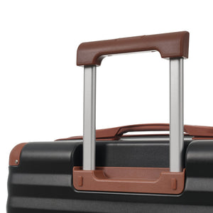 English Elm Luggage 5 Piece Abs Hardshell Travel Set with Usb Port Spinner Wheels and Tsa Lock Black Brown N732P265290B