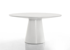 English Elm Jacopo Round Pedestal Dining Table Seats Six with Natural Wood Grain White Finish B2749S00219