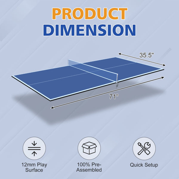 English Elm 6*3ft Foldable Mdf Ping Pong Conversion Top for Indoor Game Room Practice Blue W1408P318967