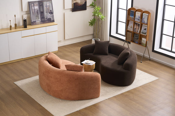 English Elm LY-042 Ergonomic Dual-Depth Loveseat Sofa, Brown Chenille, Zen Modular Design, 400 lb Capacity W2231P329732