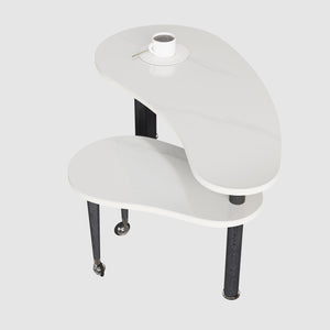 English Elm Contemporary rotatable cocktail table with 360° swivel top, sintered stone & MDF surface, space-saving design White+Black W2899P372754