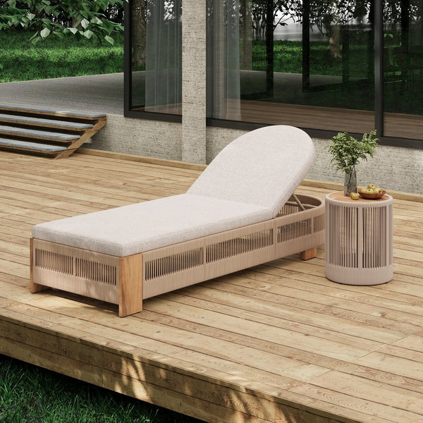 English Elm Christopher Knight Home® - Outdoor Chaise Lounge Set With Adjustable Backrest, Beige Cushions & Teak-Look Side Table For Relaxation N770S595B96B33B