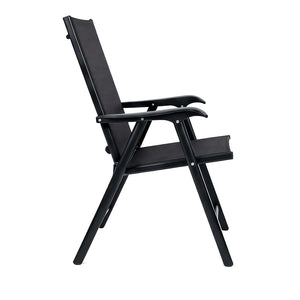 English Elm Outdoor Stackable Folding Chairs Set Ergonomic Mesh Back Steel Frame Patio Seating Black W5159P445935