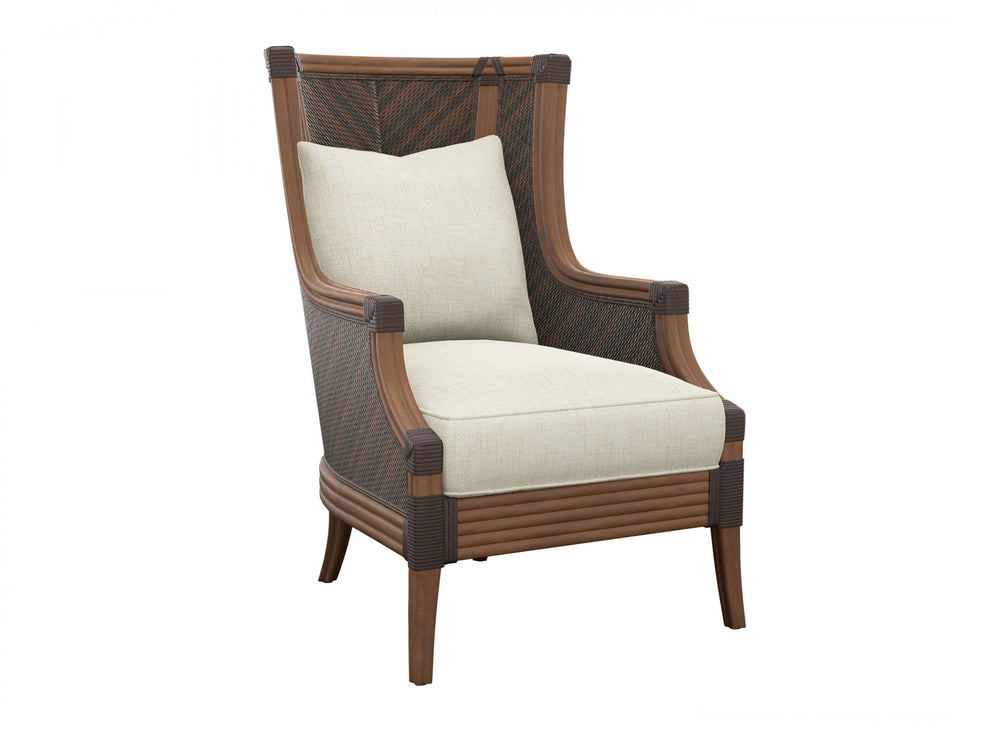 Lexington Rum Beach Chair Woven Rattan Abaca Frame with Down Cushion Tropical Resort Accent Lounge Seat White/Ivory 1722-11-43