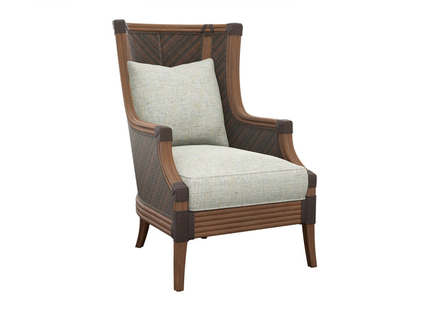 Rum Beach Chair Woven Rattan Abaca Frame with Down Cushion Tropical Resort Accent Lounge Seat