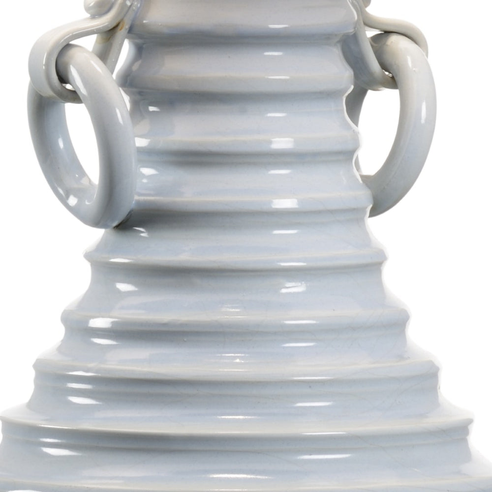 Wildwood Bugello Ribbed Ceramic Lamp In Light Blue By Vietri — 32.5" Italian Table Lamp, Elegant Accent Piece 17224