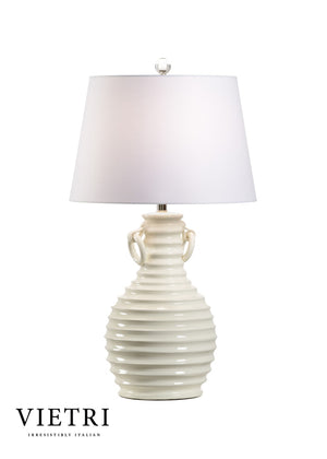 Wildwood Bugello Ceramic Table Lamp Bianco — Handcrafted Italian Ribbed Glaze, Coastal To Contemporary Light 17225