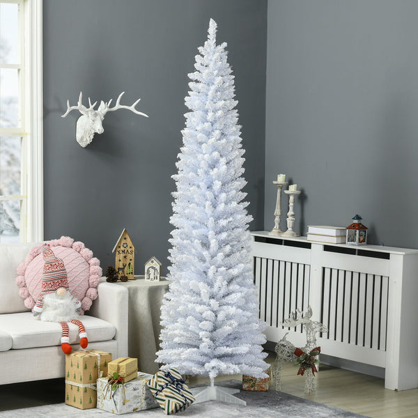 English Elm Homcom 7' Snow Flocked Pencil Christmas Tree - Slim, Realistic Indoor Holiday Decor For Small Spaces W2225P217080