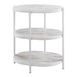 OSP Home Furnishings Renton 3-Tier Oval Table White/White