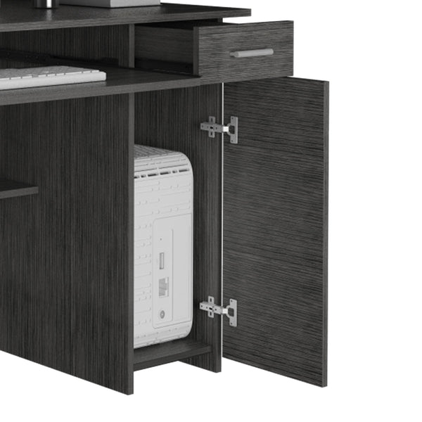 English Elm Weston Oak Writing Computer Desk with Hutch, Single Drawer & Cabinet, Six Shelves for Organized Workspaces B128S00171