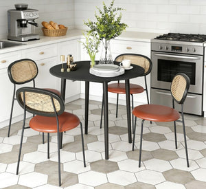 English Elm Round Drop Leaf Dining Table Distressed Black Wood Grain Finish Seats Four Compact T3971P429455
