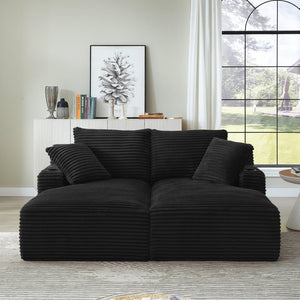 English Elm Compressible Corduroy Sleeper Loveseat with Cupholders Ready in 72 Hours No Assembly Black W2339P411858