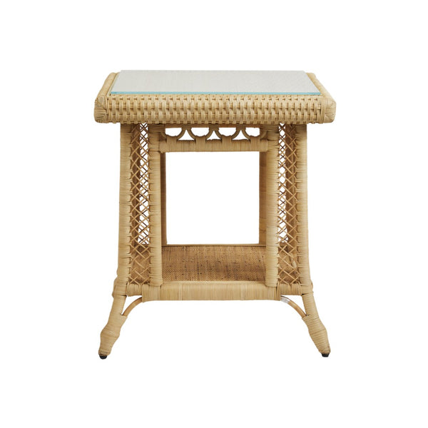 Chelsea House Hope Rattan Hope Town Side Table — Hand‑Woven Circular Weave With Clear Glass Top, Coastal‑Modern Accent For Bedside Or Living Room (28.5" H X 24" W X 20" D) 17242742