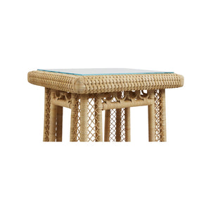 Chelsea House Hope Rattan Hope Town Side Table — Hand‑Woven Circular Weave With Clear Glass Top, Coastal‑Modern Accent For Bedside Or Living Room (28.5" H X 24" W X 20" D) 17242742