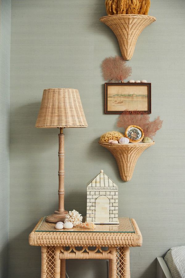 Chelsea House Hope Rattan Hope Town Side Table — Hand‑Woven Circular Weave With Clear Glass Top, Coastal‑Modern Accent For Bedside Or Living Room (28.5" H X 24" W X 20" D) 17242742