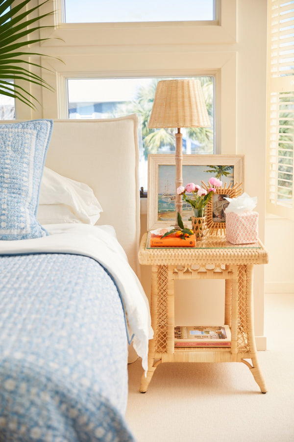 Chelsea House Hope Rattan Hope Town Side Table — Hand‑Woven Circular Weave With Clear Glass Top, Coastal‑Modern Accent For Bedside Or Living Room (28.5" H X 24" W X 20" D) 17242742