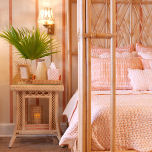 Chelsea House Hope Rattan Hope Town Side Table — Hand‑Woven Circular Weave With Clear Glass Top, Coastal‑Modern Accent For Bedside Or Living Room (28.5" H X 24" W X 20" D) 17242742