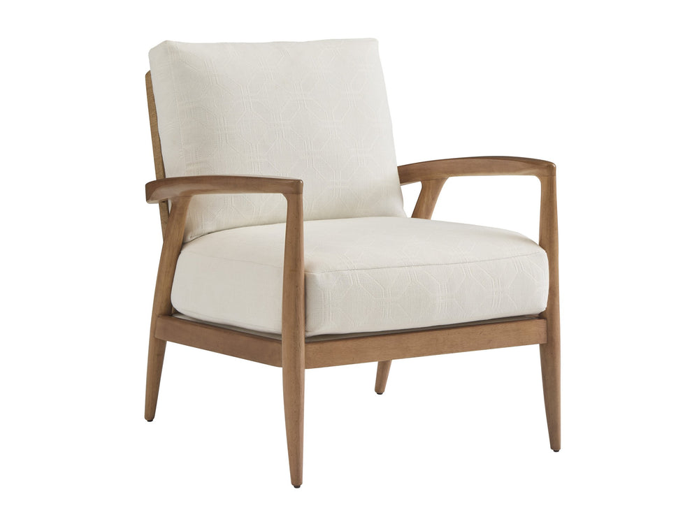 Lexington Anchorage West Indies Accent Chair with Down Cushions and Rattan Brass Coastal Detail 1725-11-40
