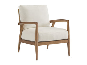 Lexington Anchorage West Indies Accent Chair with Down Cushions and Rattan Brass Coastal Detail 1725-11-40