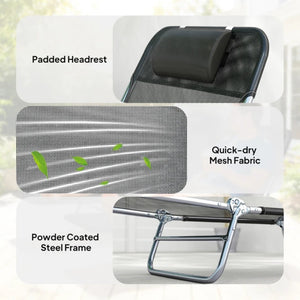 English Elm Handy Folding Outdoor Chaise Lounge Set of 2 Mesh Poolside Reclining Loungers T3971P481605
