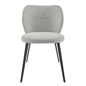 EuroStyle Markus Channel Fabric Dining Chairs Set of 2 with Foam Seat and Matte Steel Legs Light Gray/Black 17252-LTGRY