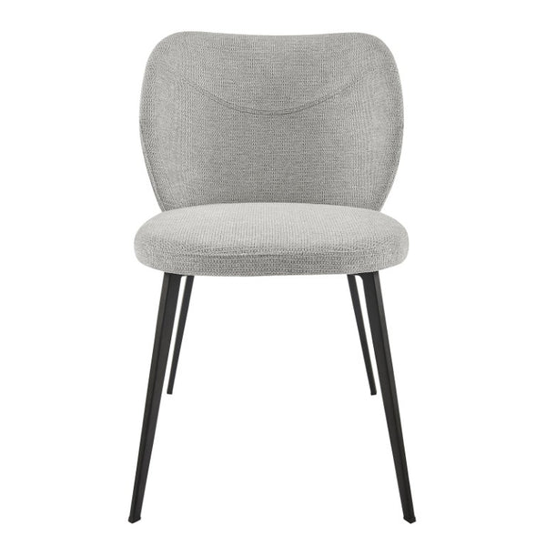 EuroStyle Markus Channel Fabric Dining Chairs Set of 2 with Foam Seat and Matte Steel Legs Light Gray/Black 17252-LTGRY