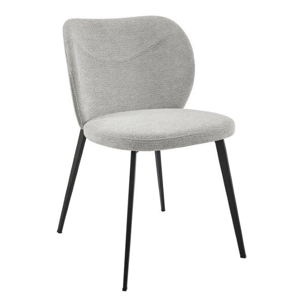 EuroStyle Markus Channel Fabric Dining Chairs Set of 2 with Foam Seat and Matte Steel Legs Light Gray/Black 17252-LTGRY