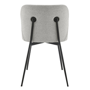 EuroStyle Markus Channel Fabric Dining Chairs Set of 2 with Foam Seat and Matte Steel Legs Light Gray/Black 17252-LTGRY