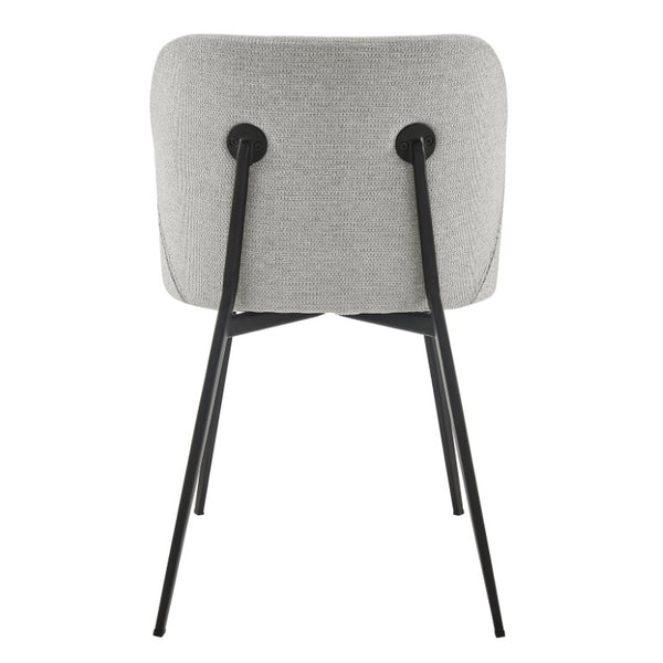 EuroStyle Markus Channel Fabric Dining Chairs Set of 2 with Foam Seat and Matte Steel Legs Light Gray/Black 17252-LTGRY