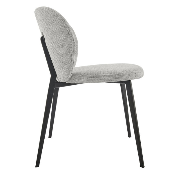 EuroStyle Markus Channel Fabric Dining Chairs Set of 2 with Foam Seat and Matte Steel Legs Light Gray/Black 17252-LTGRY