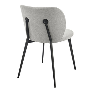 EuroStyle Markus Channel Fabric Dining Chairs Set of 2 with Foam Seat and Matte Steel Legs Light Gray/Black 17252-LTGRY